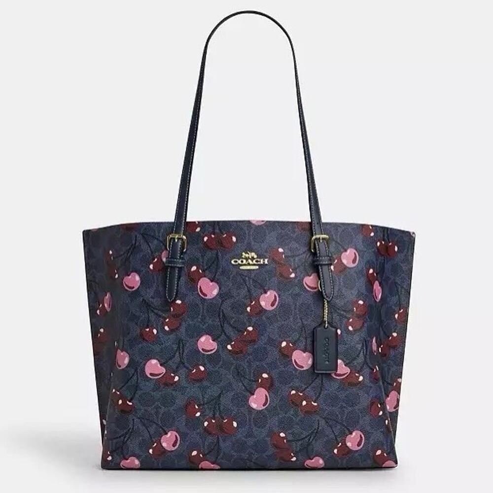 NWT Coach Mollie Tote In Signature Canvas With Cherry Print CAA73 - Picture 6 of 11